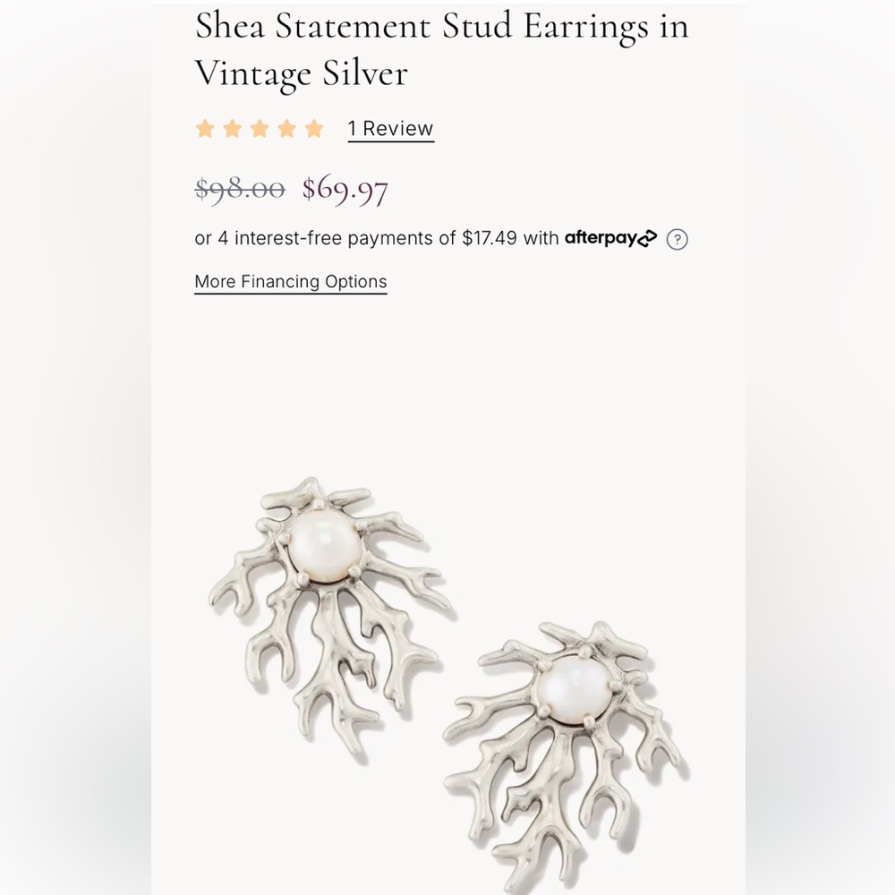 Kendra Scott Shea Statement Earrings Vintage Silver/White Pearl